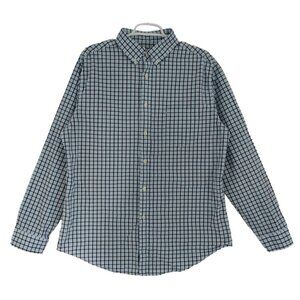 Merona Men's Long Sleeve Checked Cotton Button Down Shirt, Size L.